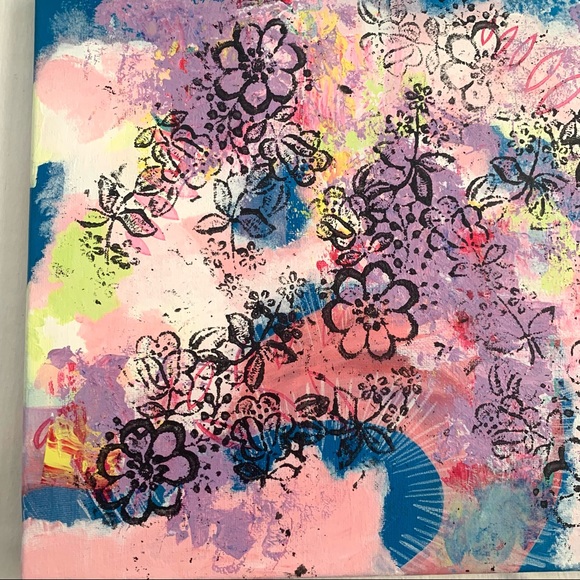 Abstract Floral Canvas Painting Original Acrylic - Picture 3 of 11